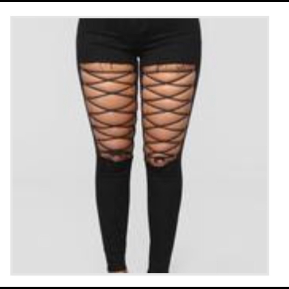Lace up jeans